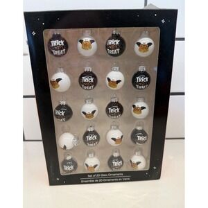 Halloween Set of 20 Mini Glass Ornaments - Trick or Treat White Black Candy